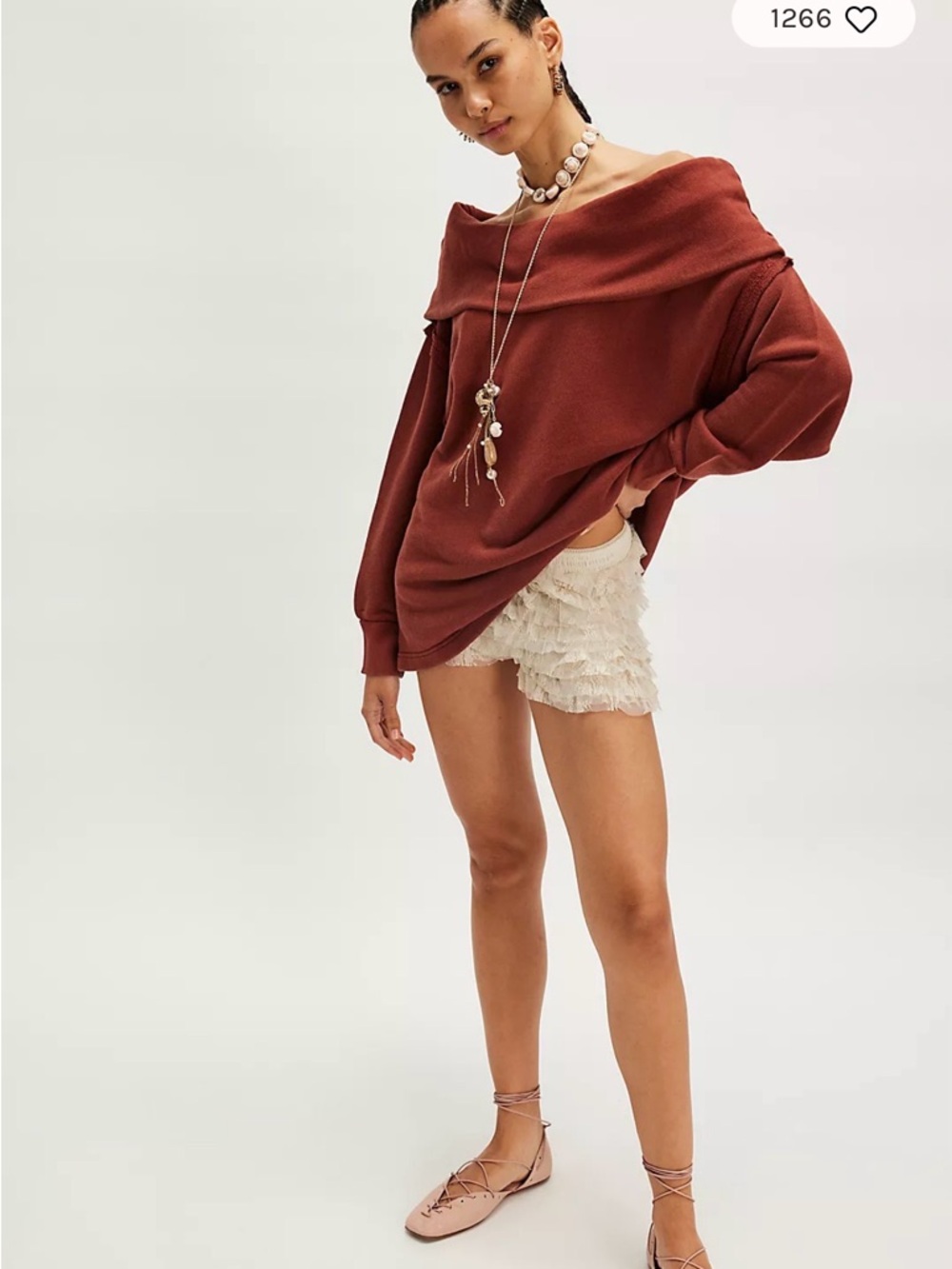 Free People Off Chill Sweatshirt. NWOT. Brick wall